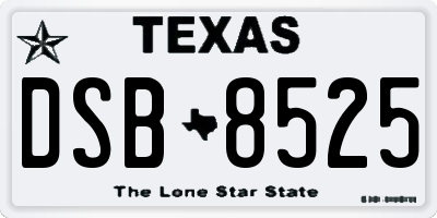TX license plate DSB8525