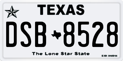 TX license plate DSB8528