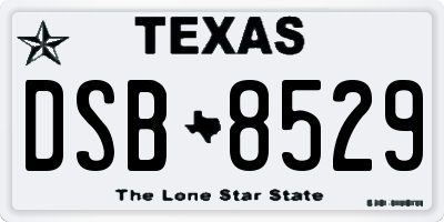 TX license plate DSB8529