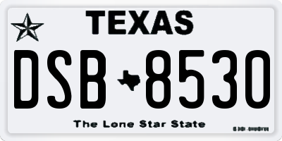 TX license plate DSB8530