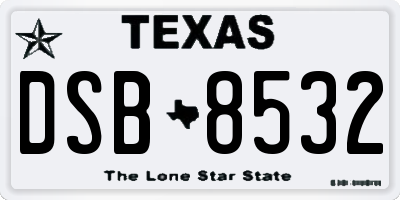TX license plate DSB8532