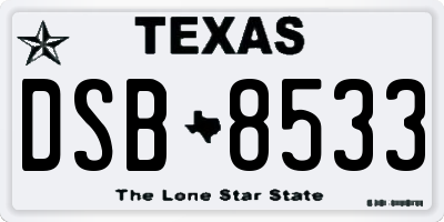 TX license plate DSB8533