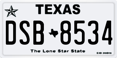 TX license plate DSB8534