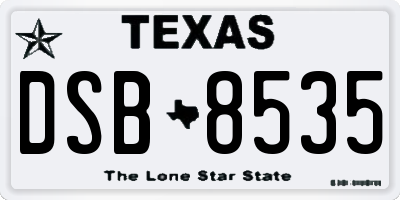 TX license plate DSB8535