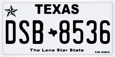 TX license plate DSB8536