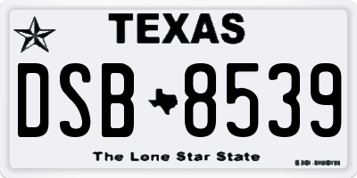 TX license plate DSB8539