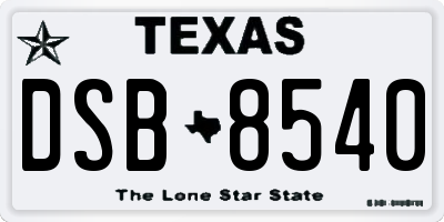 TX license plate DSB8540