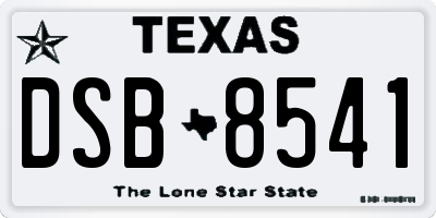 TX license plate DSB8541