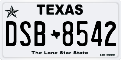 TX license plate DSB8542