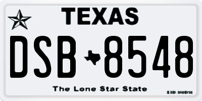 TX license plate DSB8548
