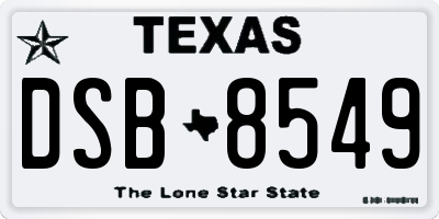 TX license plate DSB8549