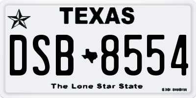 TX license plate DSB8554