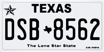 TX license plate DSB8562