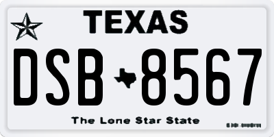 TX license plate DSB8567