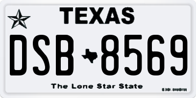 TX license plate DSB8569