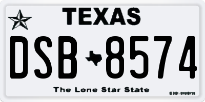 TX license plate DSB8574