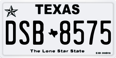 TX license plate DSB8575