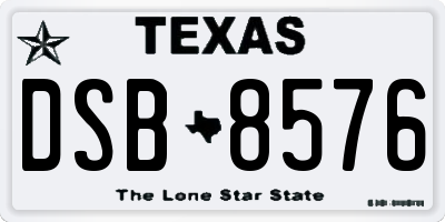 TX license plate DSB8576