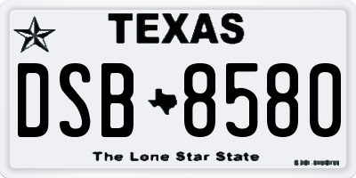 TX license plate DSB8580
