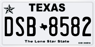 TX license plate DSB8582
