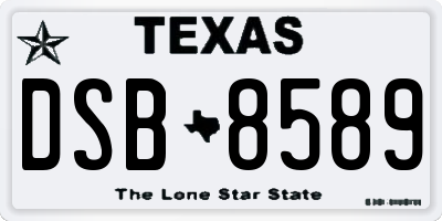 TX license plate DSB8589