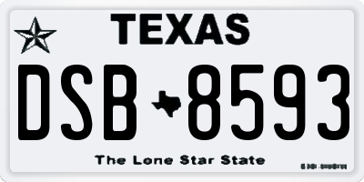 TX license plate DSB8593