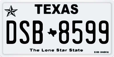TX license plate DSB8599