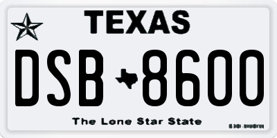 TX license plate DSB8600
