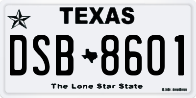 TX license plate DSB8601