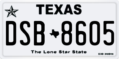 TX license plate DSB8605