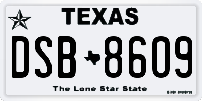 TX license plate DSB8609
