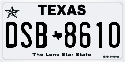 TX license plate DSB8610