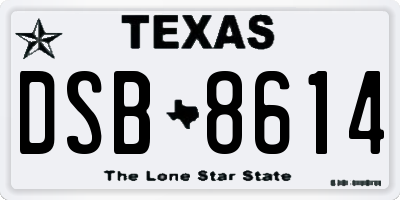 TX license plate DSB8614