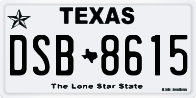TX license plate DSB8615