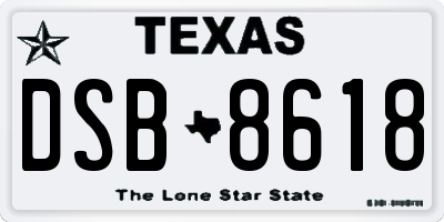 TX license plate DSB8618