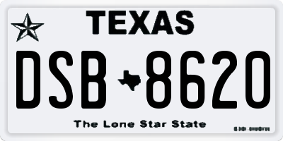 TX license plate DSB8620