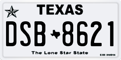 TX license plate DSB8621