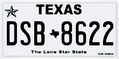 TX license plate DSB8622