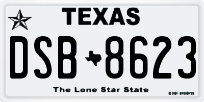 TX license plate DSB8623