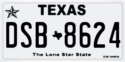 TX license plate DSB8624