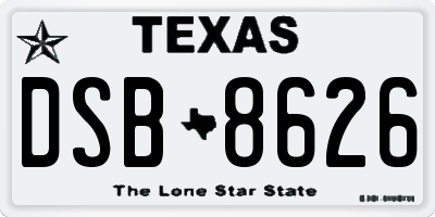 TX license plate DSB8626