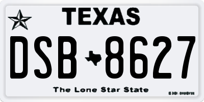 TX license plate DSB8627