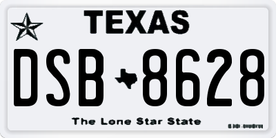 TX license plate DSB8628