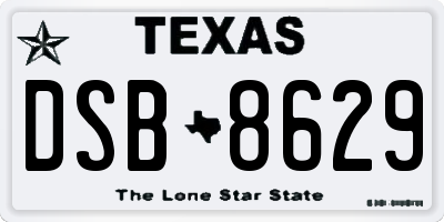 TX license plate DSB8629