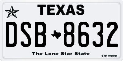 TX license plate DSB8632