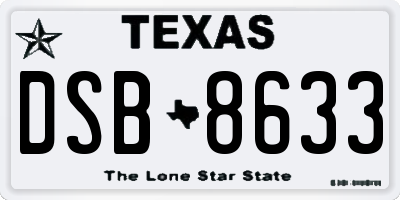 TX license plate DSB8633