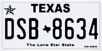 TX license plate DSB8634