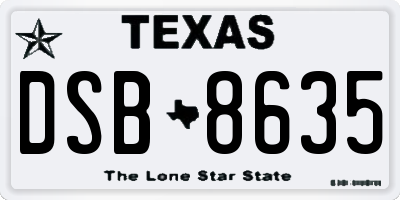 TX license plate DSB8635