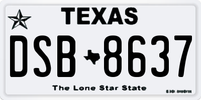 TX license plate DSB8637