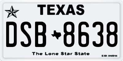 TX license plate DSB8638